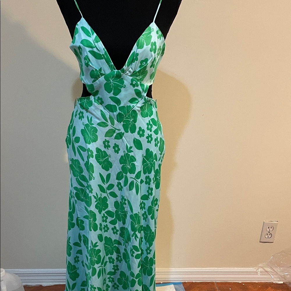 Zara Green Floral Backless Dress